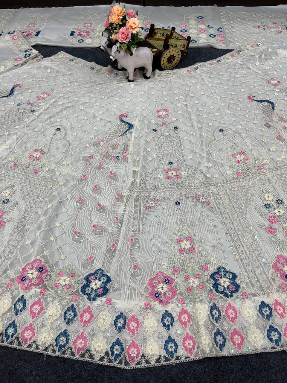 Premium White Color Soft Net Embroidered Lehenga Choli