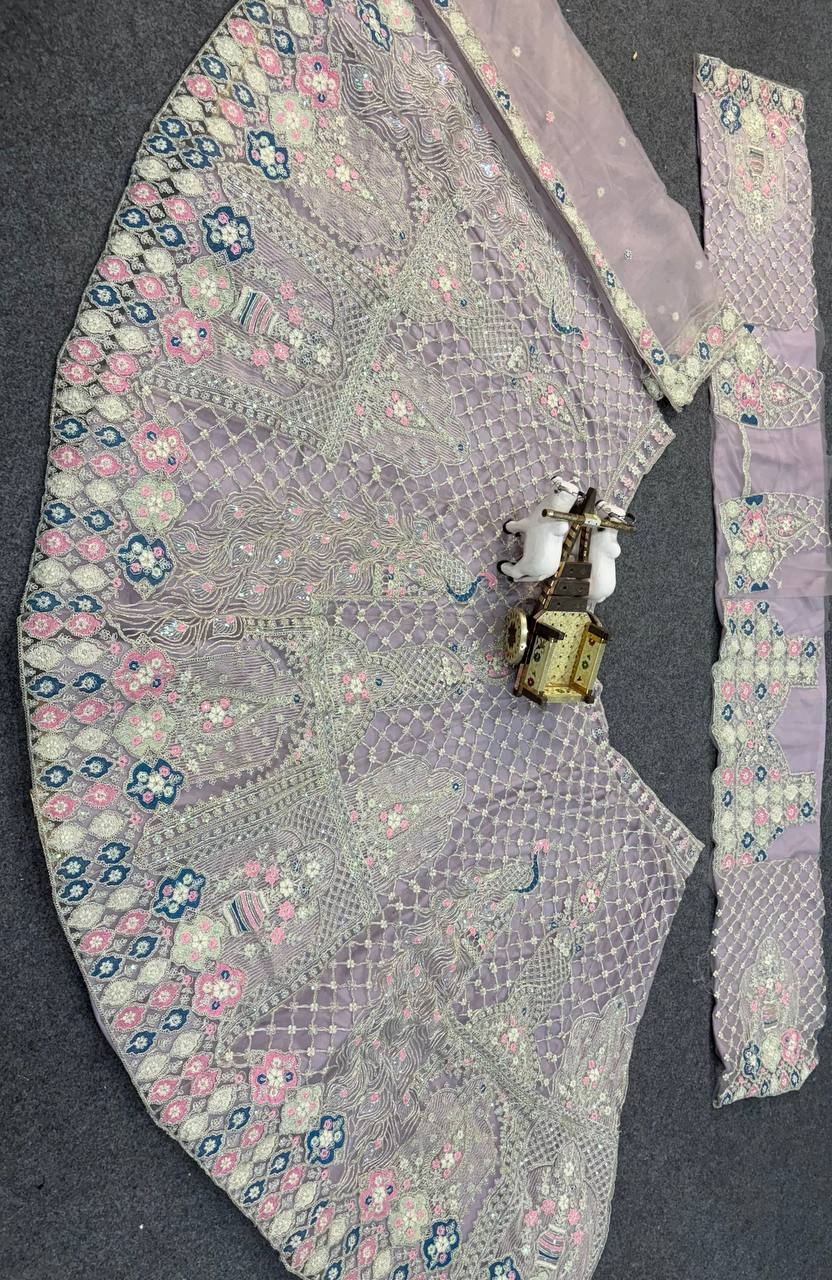 Premium Light Purple Soft Net Embroidered Lehenga Choli