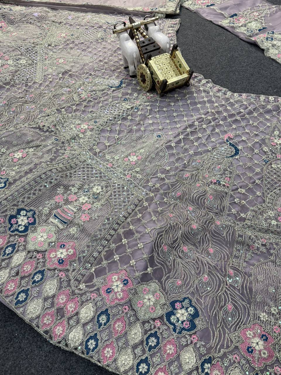 Premium Light Purple Soft Net Embroidered Lehenga Choli