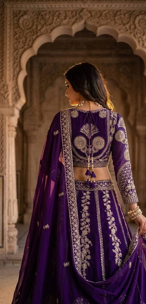 Blue Color Star Georgette Embroidered Lehenga Choli