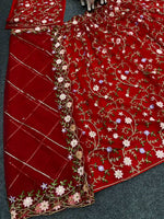 Red Color Embroidered Soft Net Lehenga Choli