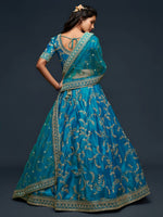 Premium Teal Blue Art Silk Embroidered Lehenga Choli