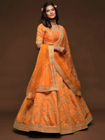 Premium Orange Color Art Silk Embroidered Lehenga Choli
