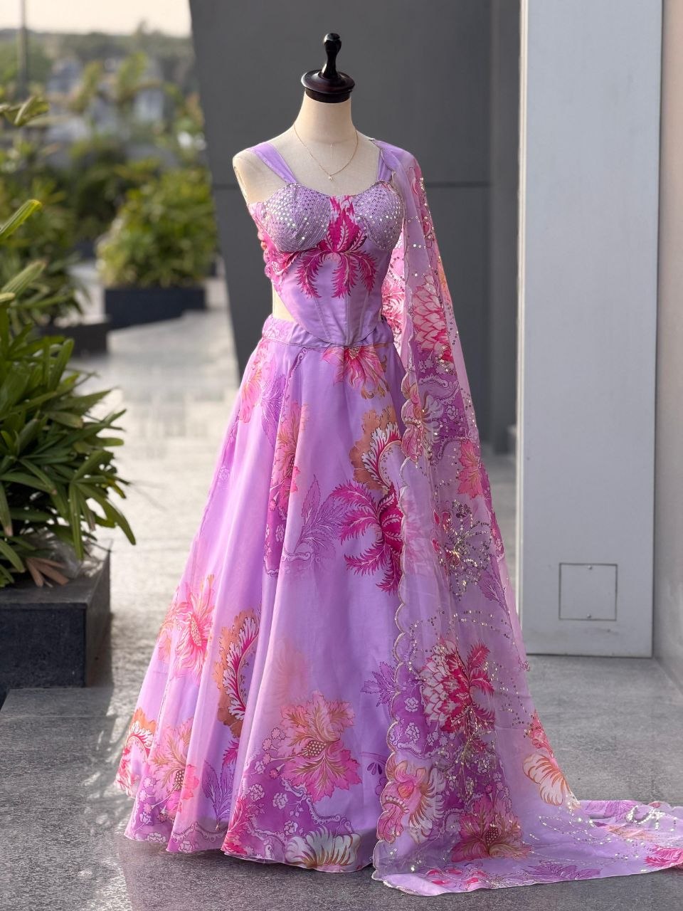 Pure Organza Digital Printed Lehenga Choli