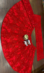Red Soft Net Embroidered Sequins Work Lehenga Choli