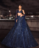 Blue Net Sequins Work Designer Lehenga Choli