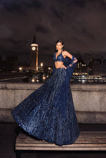 Blue Net Sequins Work Designer Lehenga Choli