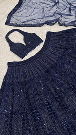 Blue Net Sequins Work Designer Lehenga Choli