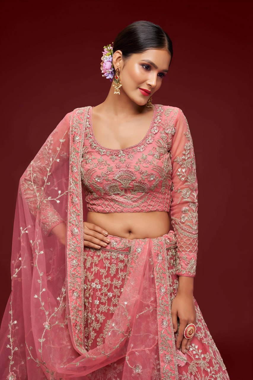 Buy Trendy Pink Heavy Embroidered Lehenga Choli