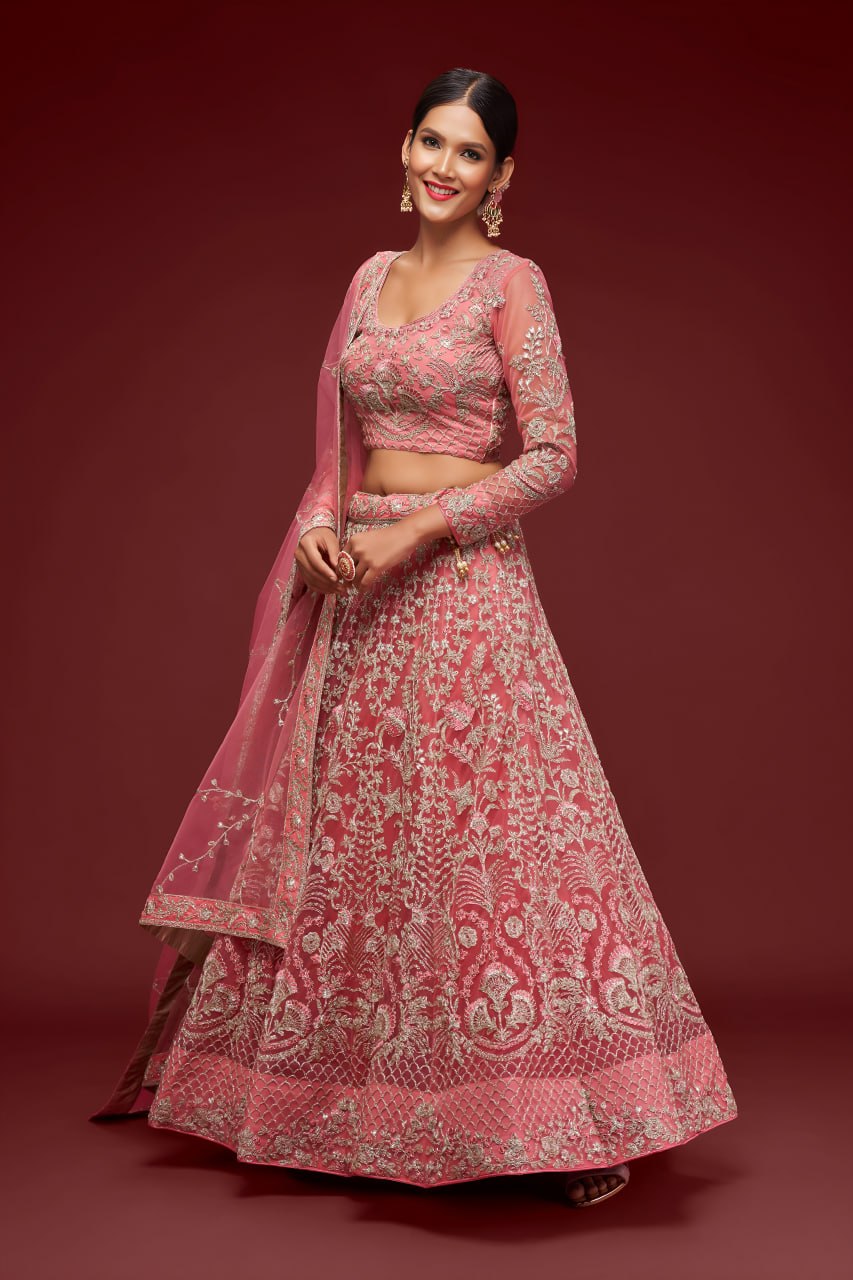 Buy Trendy Pink Heavy Embroidered Lehenga Choli