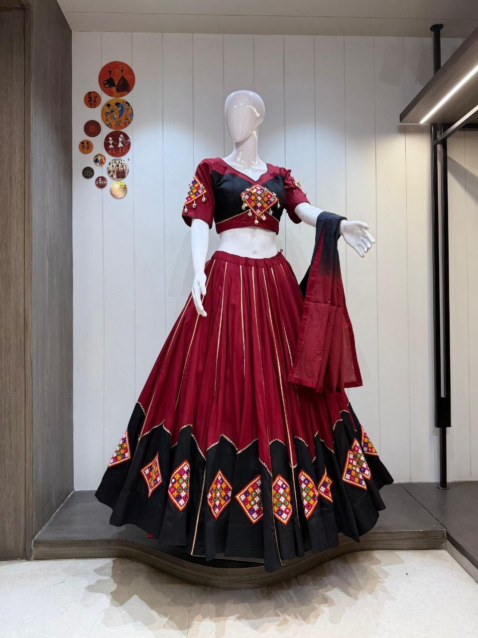 Designer Black & Maroon Navratri Lehenga Choli