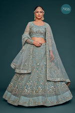 Pastel Aqua Color Heavy Embroidered Lehenga Choli