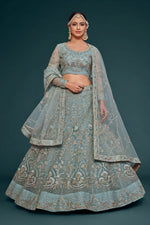Pastel Aqua Color Heavy Embroidered Lehenga Choli