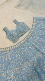 Buy Trendy Sky Blue Color Slub Silk Lehenga Choli