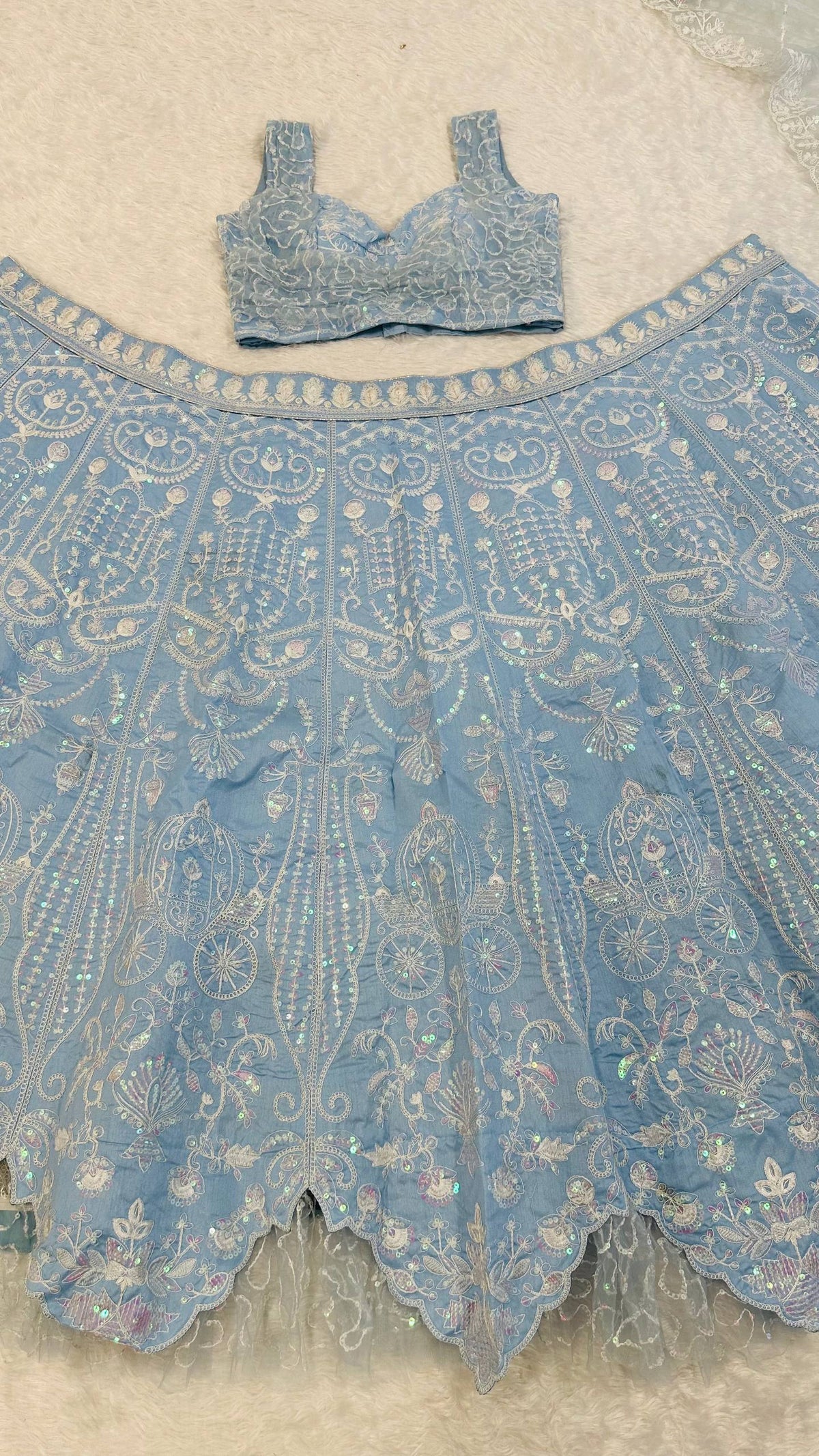 Buy Trendy Sky Blue Color Slub Silk Lehenga Choli