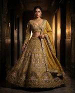 Elegant Yellow Color Gold Crush Embroidered Lehenga Choli