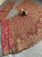 Elegant Gold Crush Embroidered Lehenga Choli