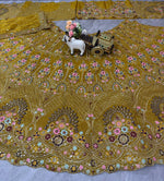 Elegant Yellow Color Gold Crush Embroidered Lehenga Choli