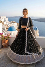 Stunning Black Sequins Georgette Party Wear Lehenga Choli