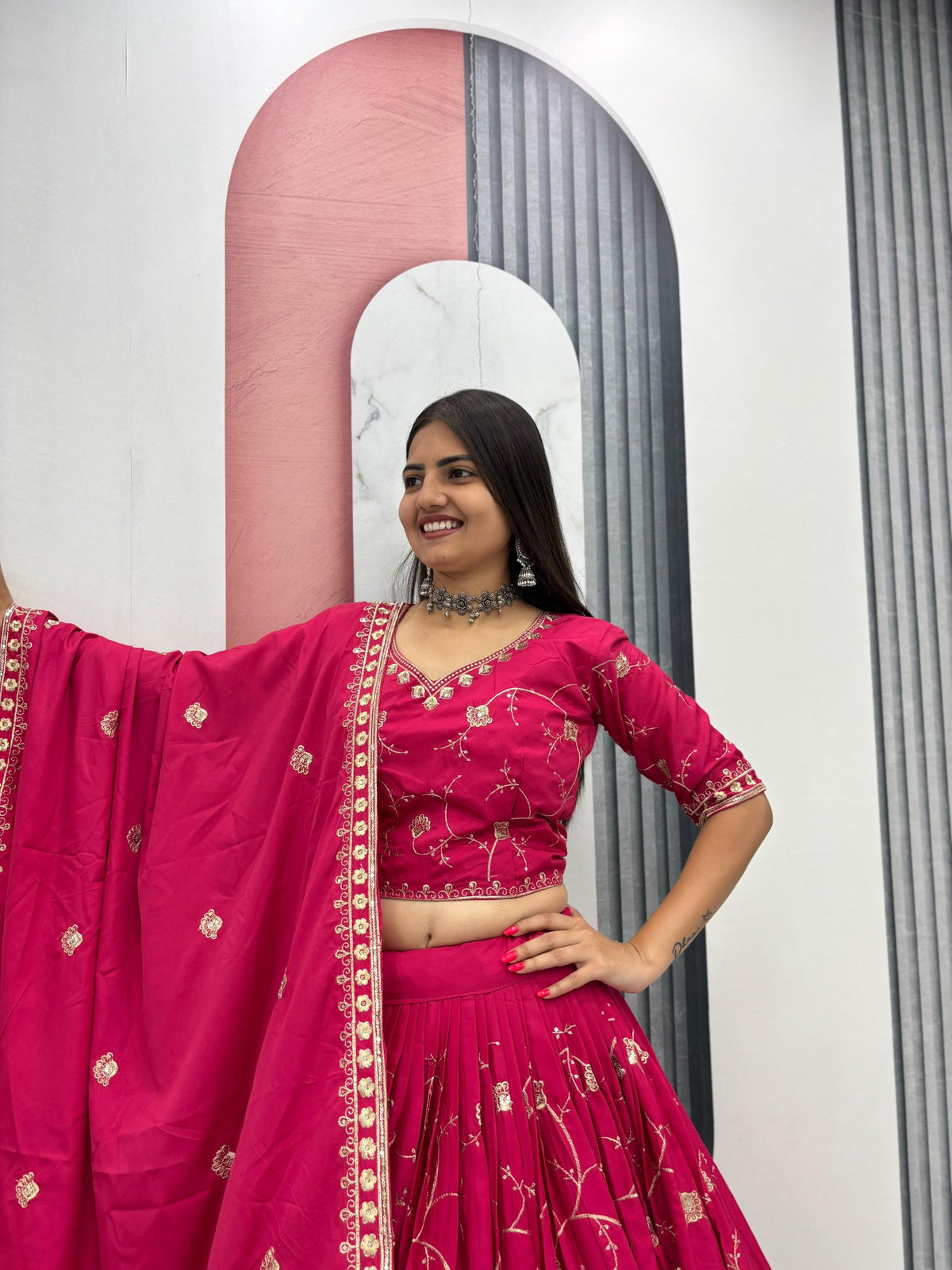 Heavy Designer Crepe SilkEmbroidery Lehenga Choli
