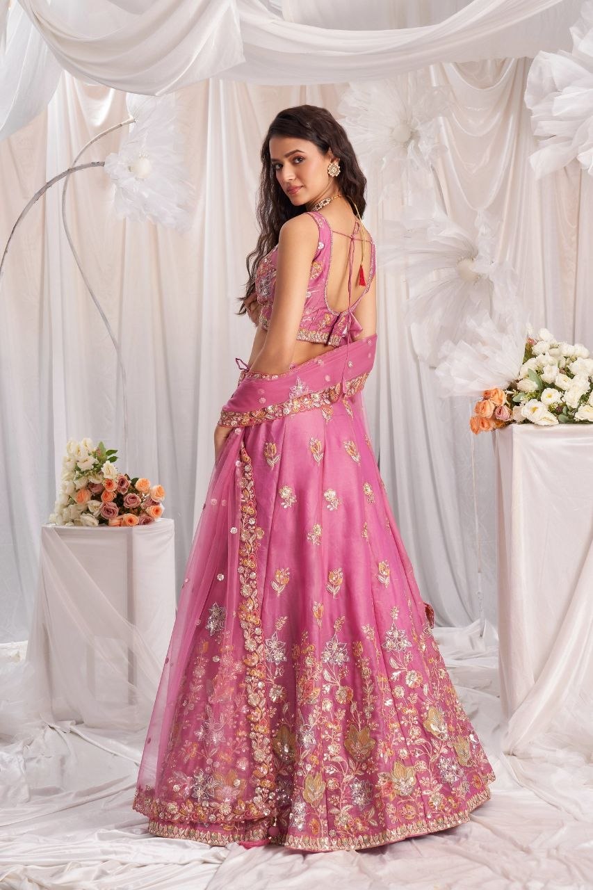 Beautiful Pink Embroidered Fandy Lehenga Choli