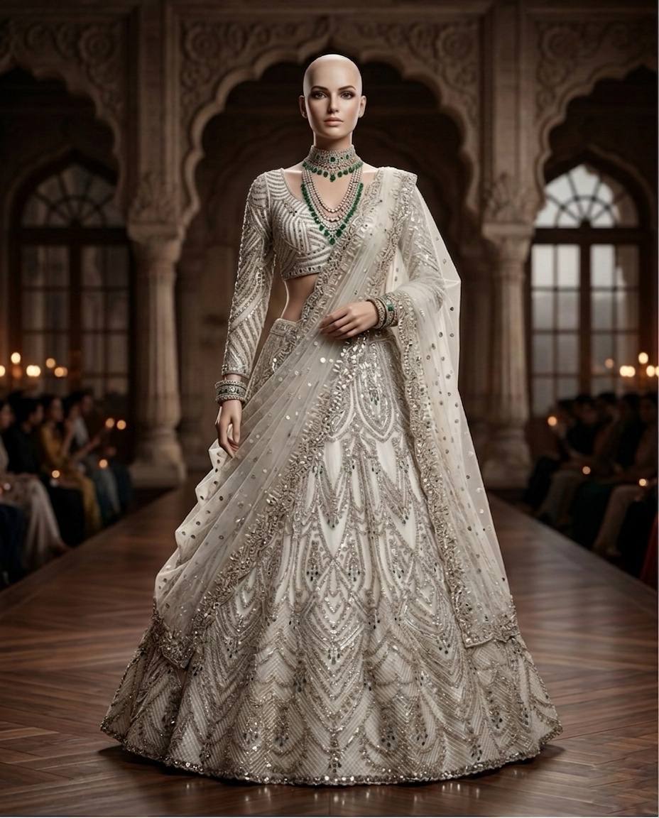 Luxurious White Coding Sequins Stone Lehenga Choli