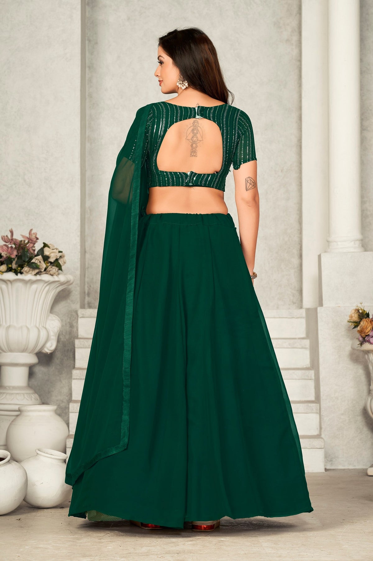 Elegant Green Georgette Lehenga Choli