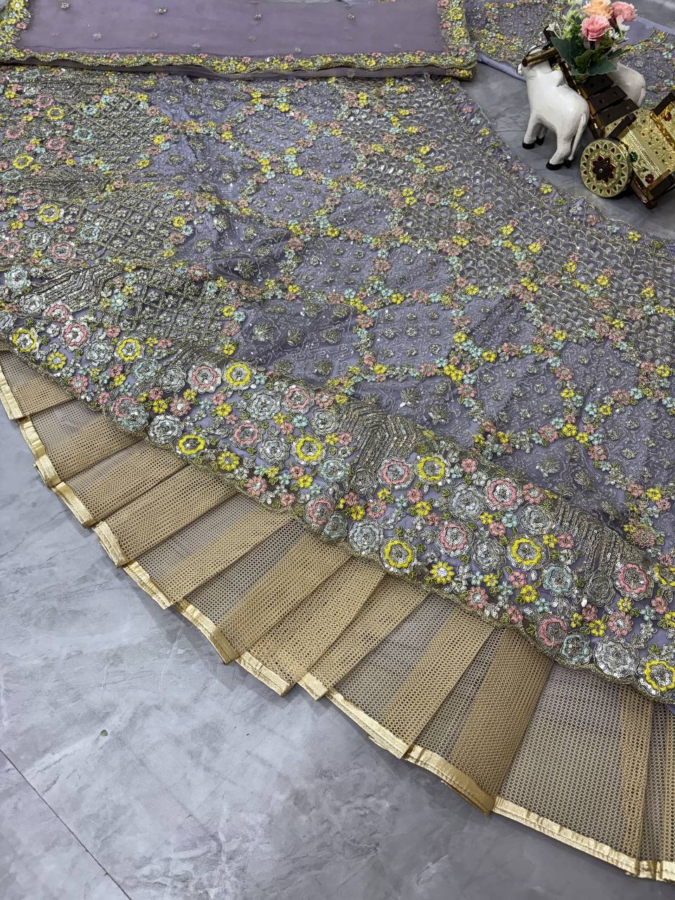 Elegant Lavender Sequins Embroidered Lehenga Choli