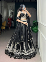 Stunning Black Embroidered Naysha Silk Lehenga Choli