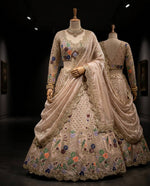Elegant Cream Sequins Embroidered Lehenga Choli
