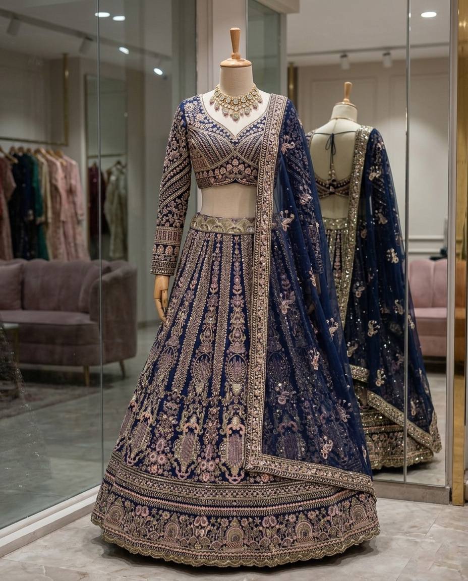 Elegant Blue Color Sequins EmbroideredLehenga Choli