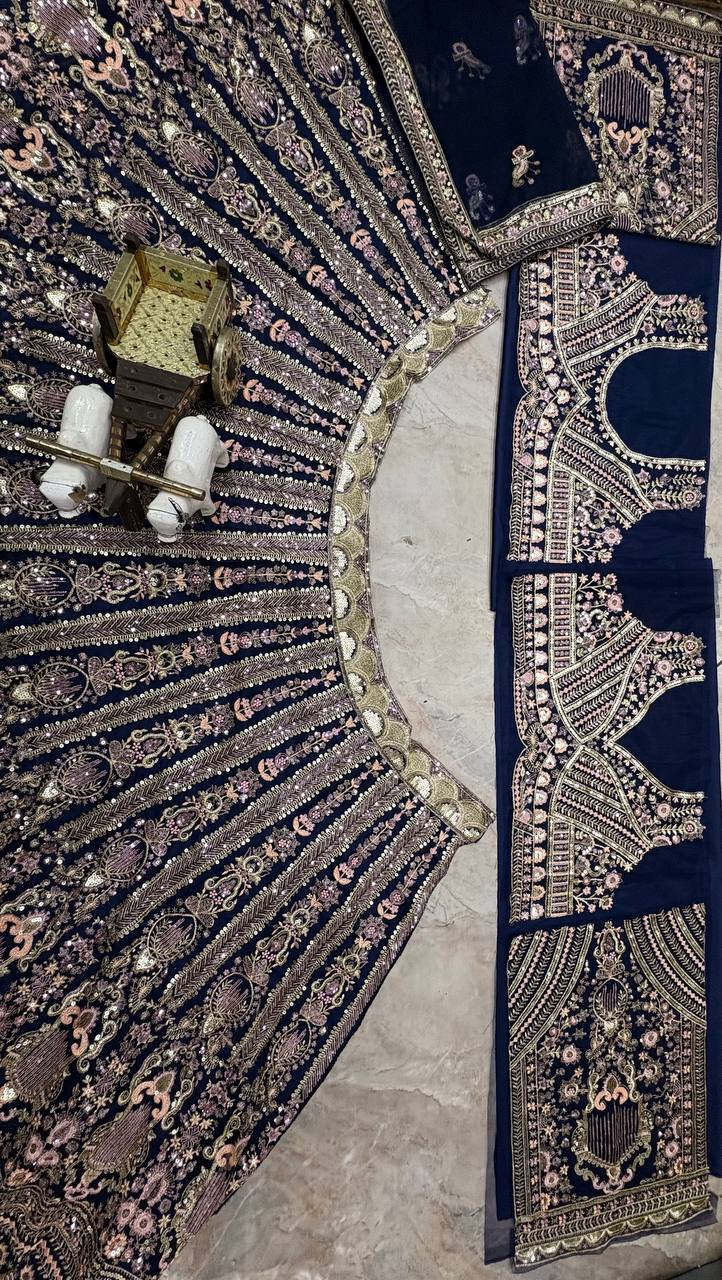 Elegant Blue Color Sequins EmbroideredLehenga Choli