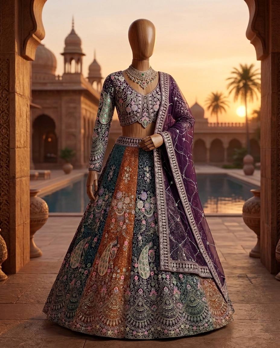 Stunning Multi Color Coding Sequins Work Lehenga Choli