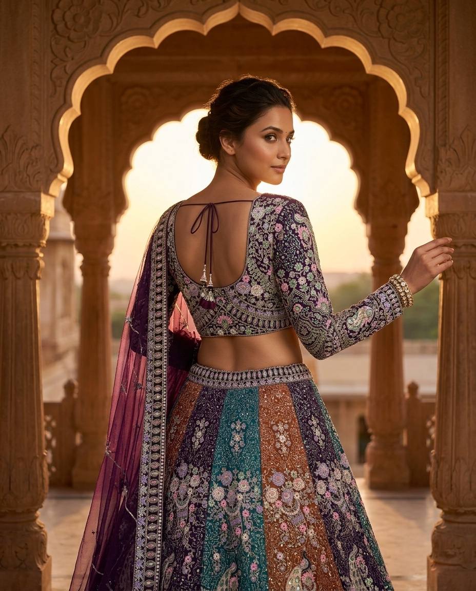 Stunning Multi Color Coding Sequins Work Lehenga Choli