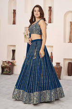 Stunning Blue Embroidered Georgette Lehenga Choli