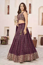 Gorgeous Wine Embroidered Georgette Lehenga Choli