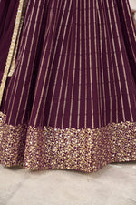 Gorgeous Wine Embroidered Georgette Lehenga Choli