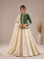 Stunning Green & White Embroidered Lehenga with Designer Jacket