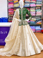 Stunning Green & White Embroidered Lehenga with Designer Jacket