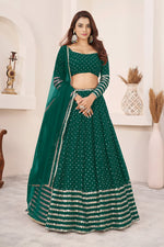Elegant Teal Green Sequins Georgette Lehenga Choli