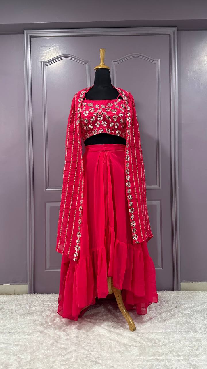 Latest Pink Color Designer Designer Skirt Set