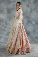 Peach Sequins Embroidered Soft Net Lehenga Choli