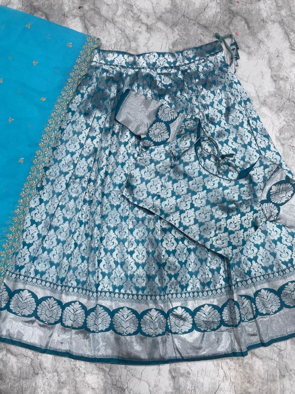 Beautiful Sky Blue Kanjivaram Silk Lehenga Choli