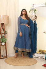 Blue Party Wear Gown Designs Online for Girls - Joshindia
