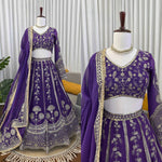 Buy Faux Georgette Lehenga Choli with Thread & Sequins Work Online
