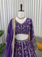 Buy Faux Georgette Lehenga Choli with Thread & Sequins Work Online