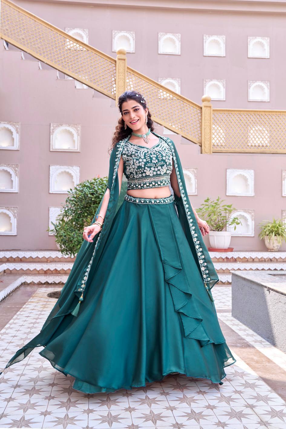 Premium Pure Rangoli Silk Embroidered Lehenga Choli