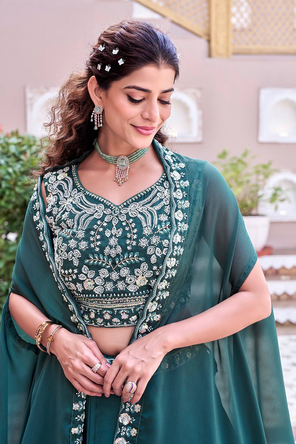 Premium Pure Rangoli Silk Embroidered Lehenga Choli