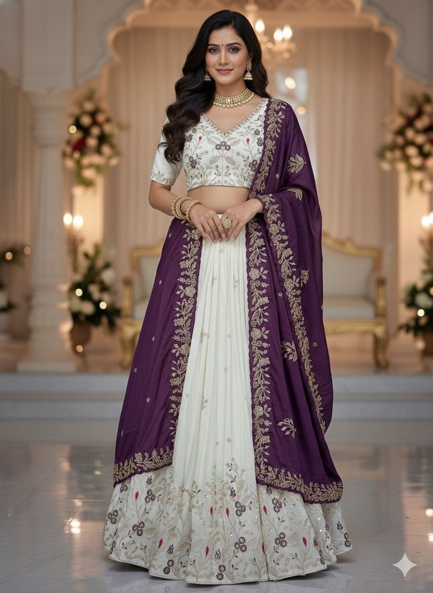 Designer Chinon Lehenga Choli with Embroidery