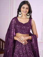 Buy Wine Purple Sequins Embroidered Designer Lehenga Choli Online